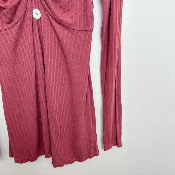 Free People Womens Large Ruby Tunic Long Sleeve Twist Front Open - Picture 6 of 14